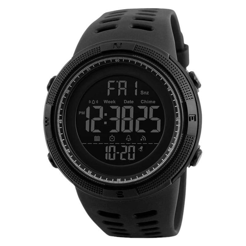 ساعة يد رياضية رقمية من SKMEI 1251 بسوار من مطاط السيليكون للرجال - باللون الأسود