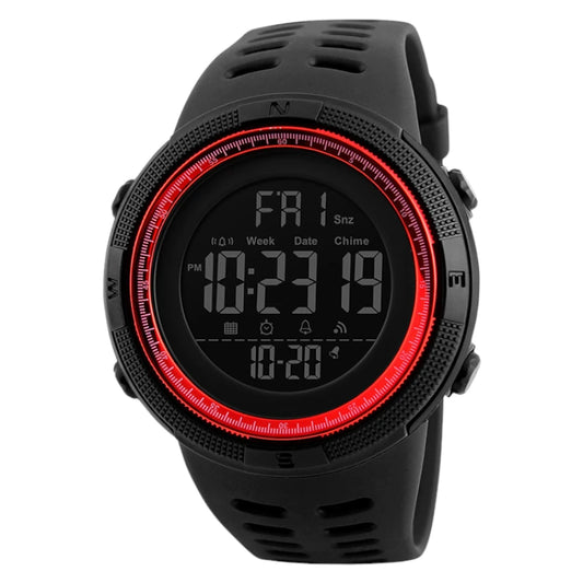 ساعة يد SKMEI 1251 باللون الأسود والأحمر للرجال ساعات منبه LED متعددة الوظائف Skmei 1251