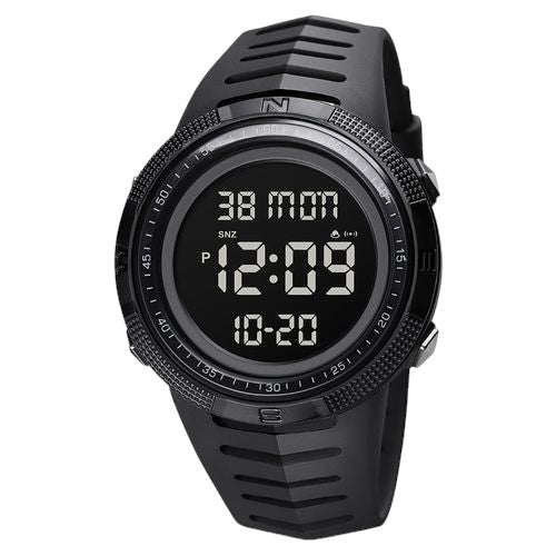 Skmei 1632 Black Digital Instructions Led Sport Watches Pu Band Japan Battery Shock Resistant Wristwatch Black Dial