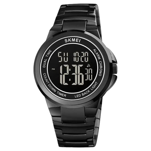 SKMEI 1712 Stainless steel Men Sport Watch Mens Digital Wristwatches Stopwatch Black screen