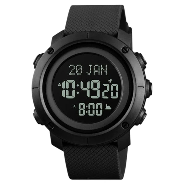SKMEI 1728 Muslim Qibla Sports Digital Mens Azan Wrist Watch full Black