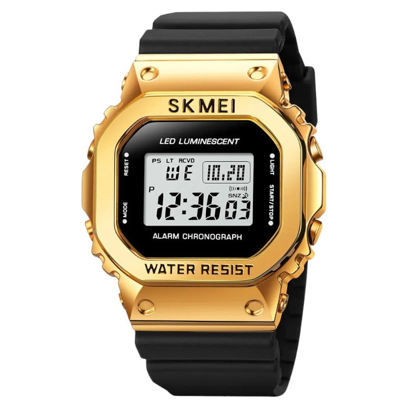 SKMEI 1851 Large Dial Men's Luxury Steel Dial Watch Gold Black Bracelet SKMEI Water and Shock Resistant