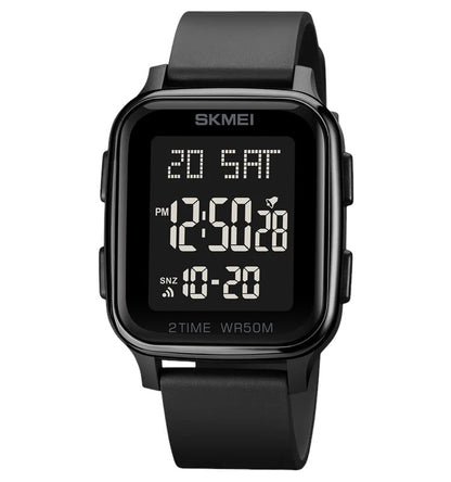 SKMEI 1858 unisex digital sports digital watch with a dark dial, Full Black