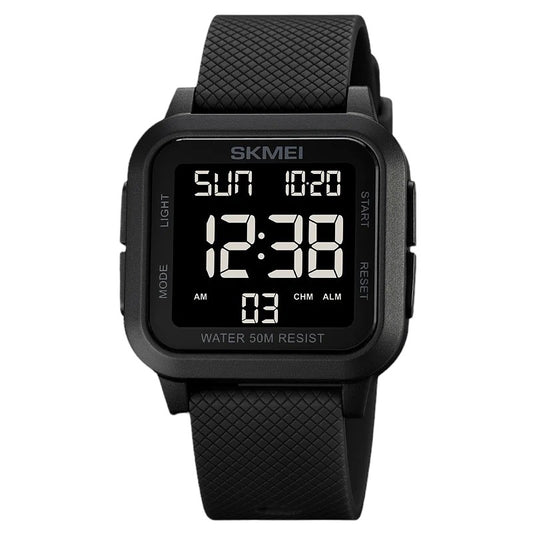 SKMEI 1894 unisex digital sports digital watch with a dark dial, Full Black