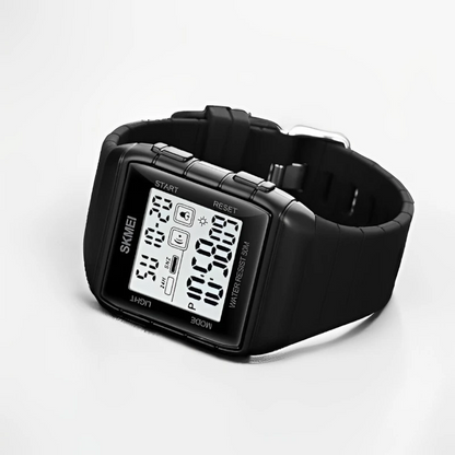 Skmei 1960 digital watch Silicone band Multi function sports wristwatch - black