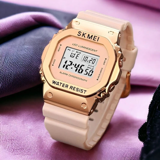 SKMEI 1851 Large Dial Women Luxury Steel Dial Watch Gold pink Bracelet SKMEI Water and Shock Resistant
