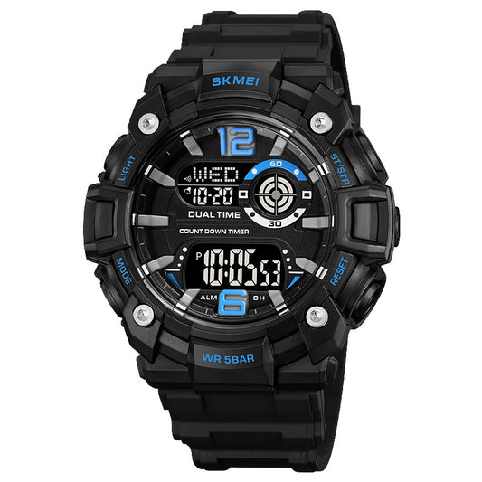 SKMEI 2018 Dark Blue Digital Men watches alarm stop watch, calendar, day date display