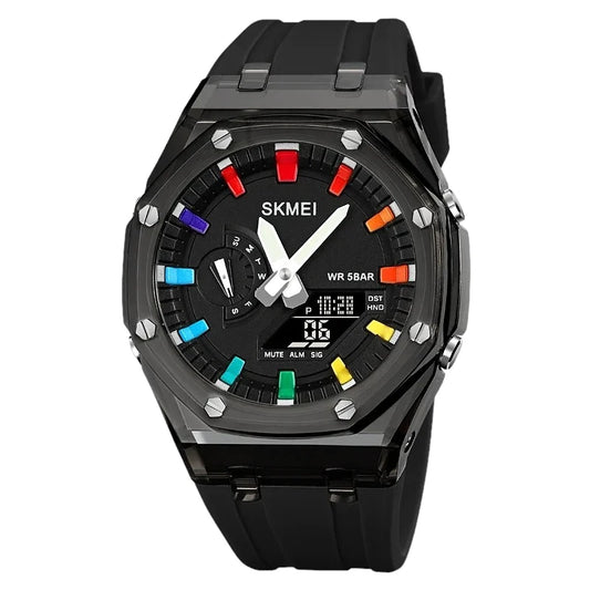 SKMEI 2100 Multi-function analog-digital sports watch SKMEI 2100 alarm, stop watch, full calendar, day and date display, Black bracelet skmei watches