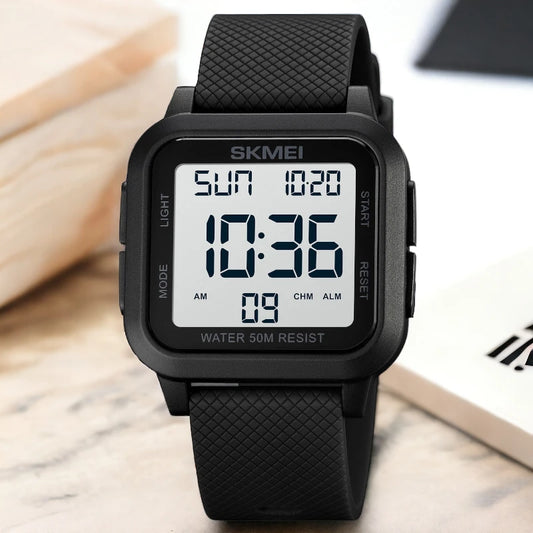 SKMEI 1894 unisex Black Digital sports watch with a White dial