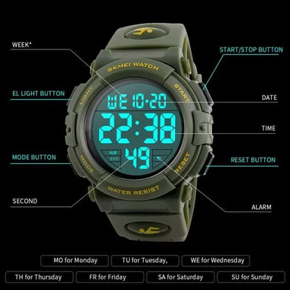 SKMEI 1258 Green Watches Outdoor Sport Watch Men Multifunction Watches