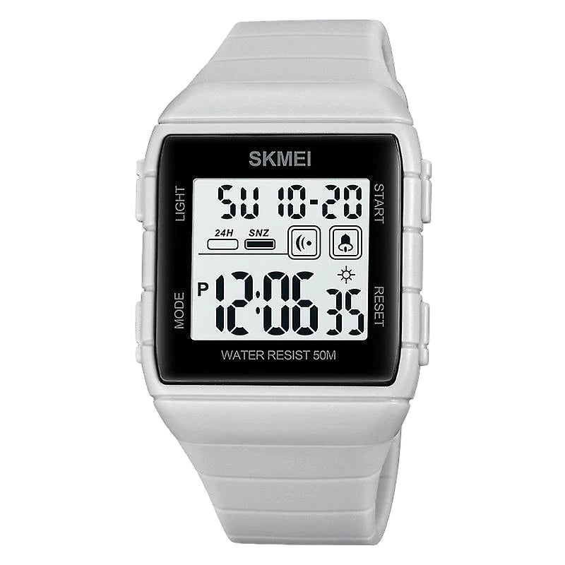 Skmei 1960 digital watch Silicone band Multi function sports wristwatch - Gray