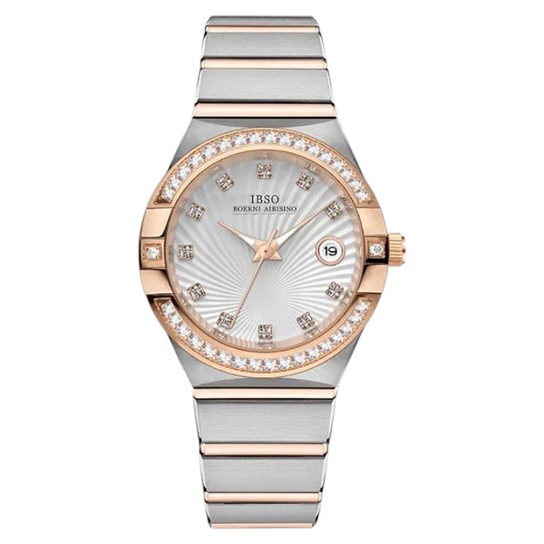 IBSO 9888 Ladies Silver Gold Women's Watch with Crystals