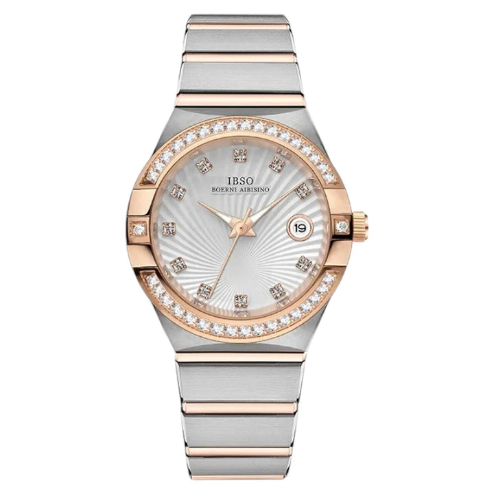 IBSO 9888 Ladies Silver Gold Women's Watch with Crystals
