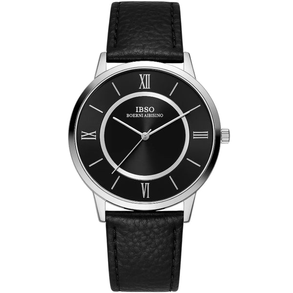 IBSO Men's Classic Watch Black Dial & Silver Case