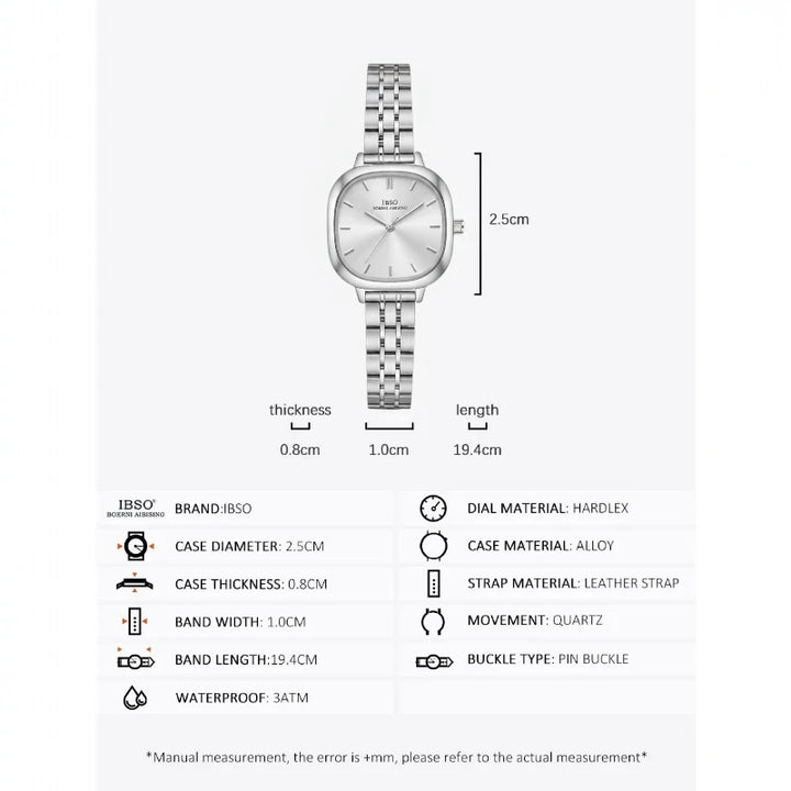 IBSO S9228L Women's Luxury Watch Silver Stainless Steel Simple Mesh  Design
