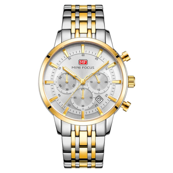 MINI FOCUS MF0001G Men's Luxury Chronograph Gold Stainless Steel Watch