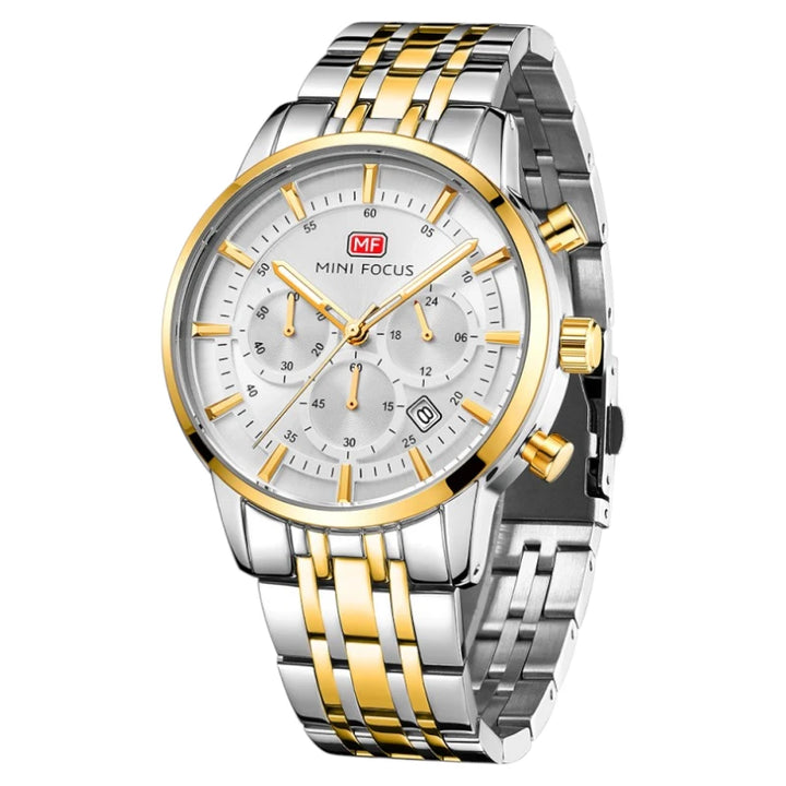 MINI FOCUS MF0001G Men's Luxury Chronograph Gold Stainless Steel Watch