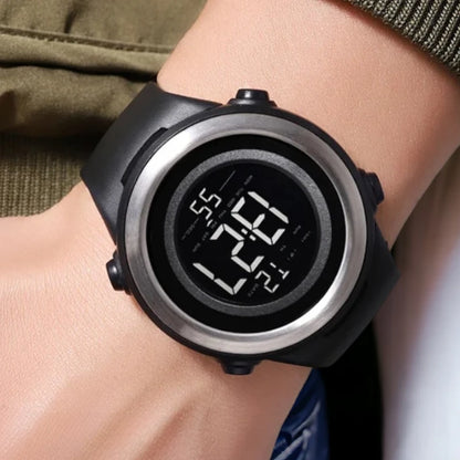 SKMEI 2267 Black  Siver Wristwatch Men Women Watches Alarm Led multifunction