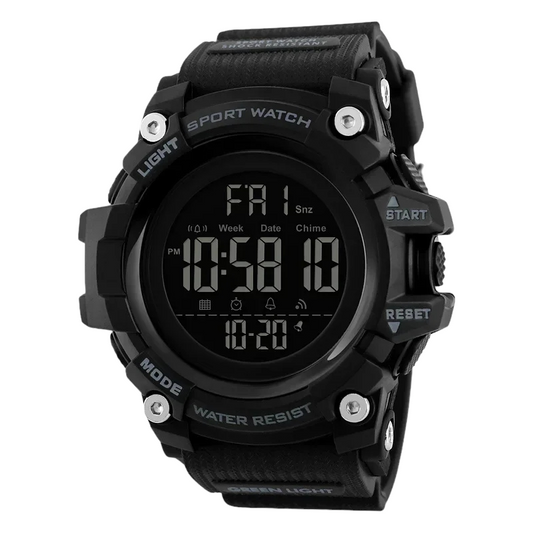 SKMEI 1384 Sports Watch Men Fashion Personality Alarm Countdown Wristwatches Alarm Clock Black