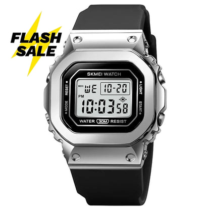 SKMEI 1796 Waterproof Digital Sport Watch Alarm Calendar Multifunction, Silver