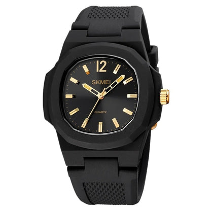 SKMEI 1717 elegant casual watch for men and women black rubber strap - Gold