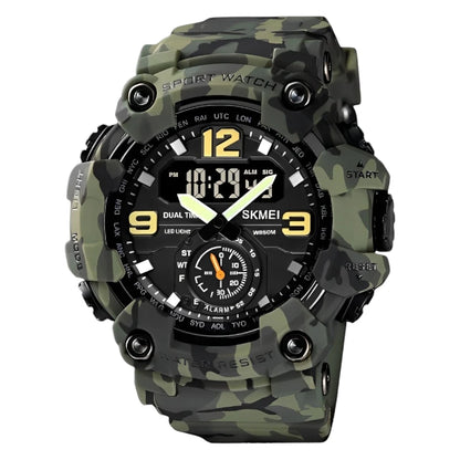 SKMEI 1637 Army Green Camouflage Digital Analog Display Men Water Resistant Wrist Watches Sports Casual