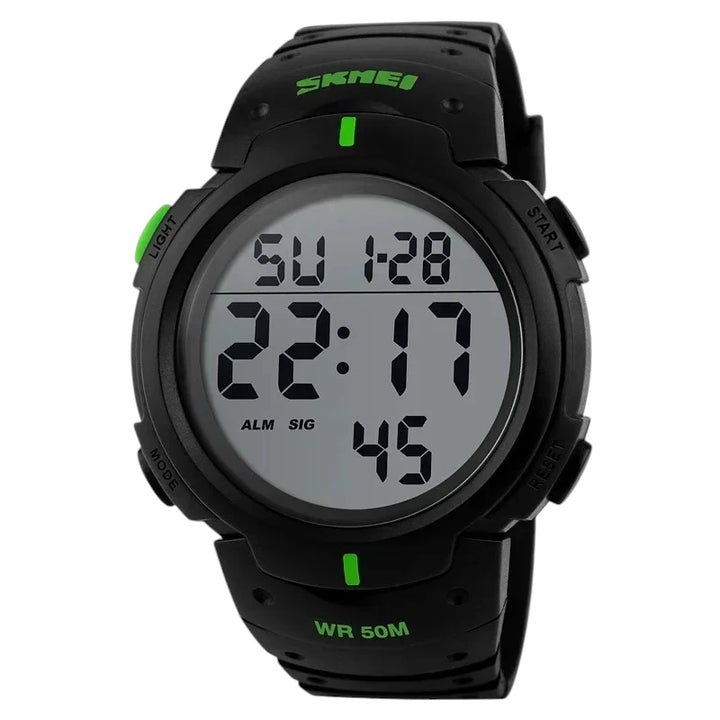 SKMEI 1068 Large Digital Sport Watch Black & Green