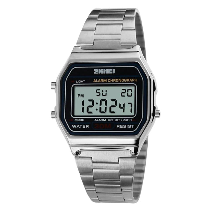 SKMEI 1123 Silver Classic Retro Digital Watch Stainless Steel