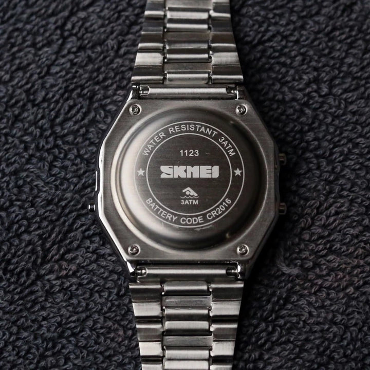 SKMEI 1123 Silver Classic Retro Digital Watch Stainless Steel