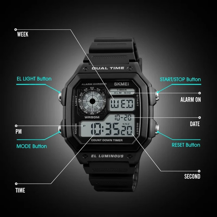SKMEI 1299 Digital Sport Watch Black