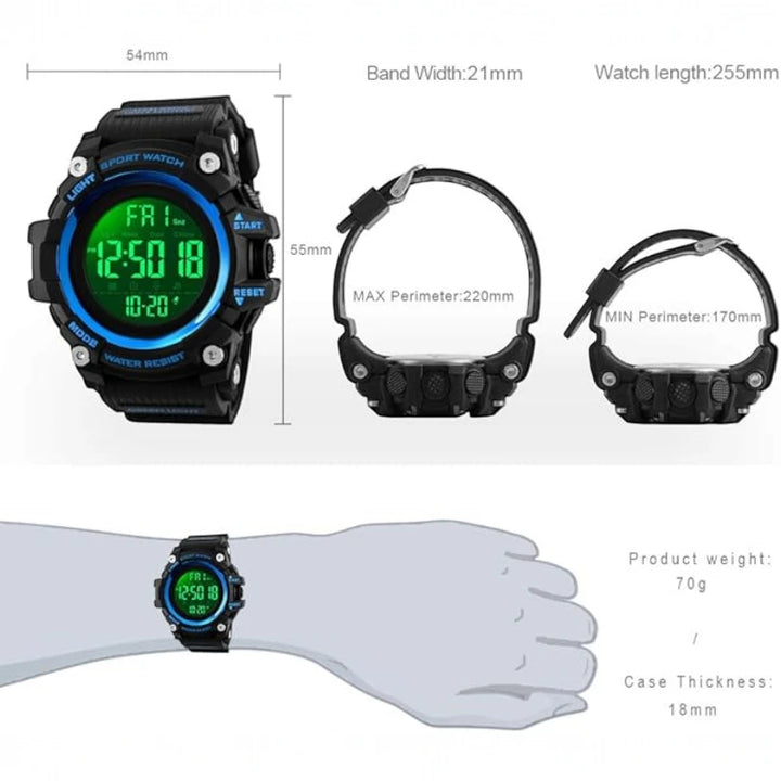 SKMEI 1384 Large Digital Sport Watch Black & Blue