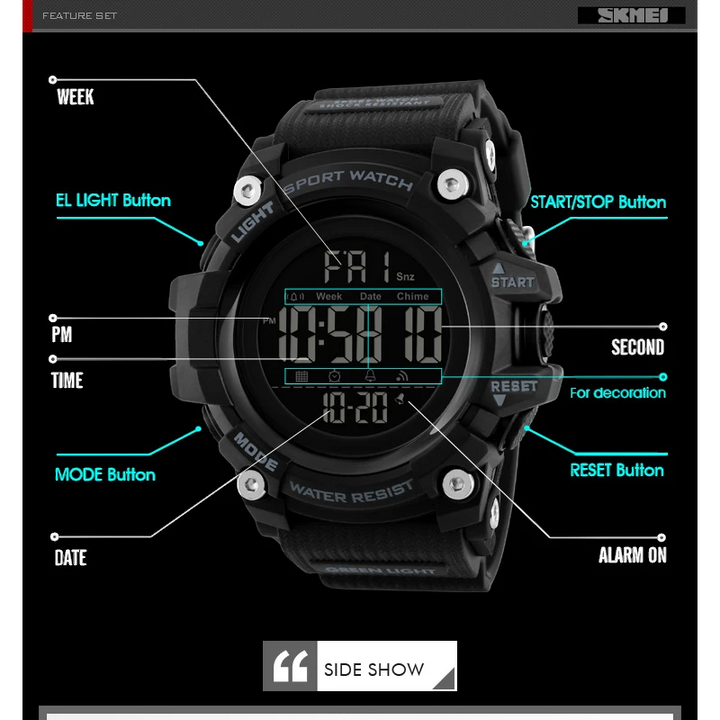SKMEI 1384 Large Digital Sport Watch Black & Red