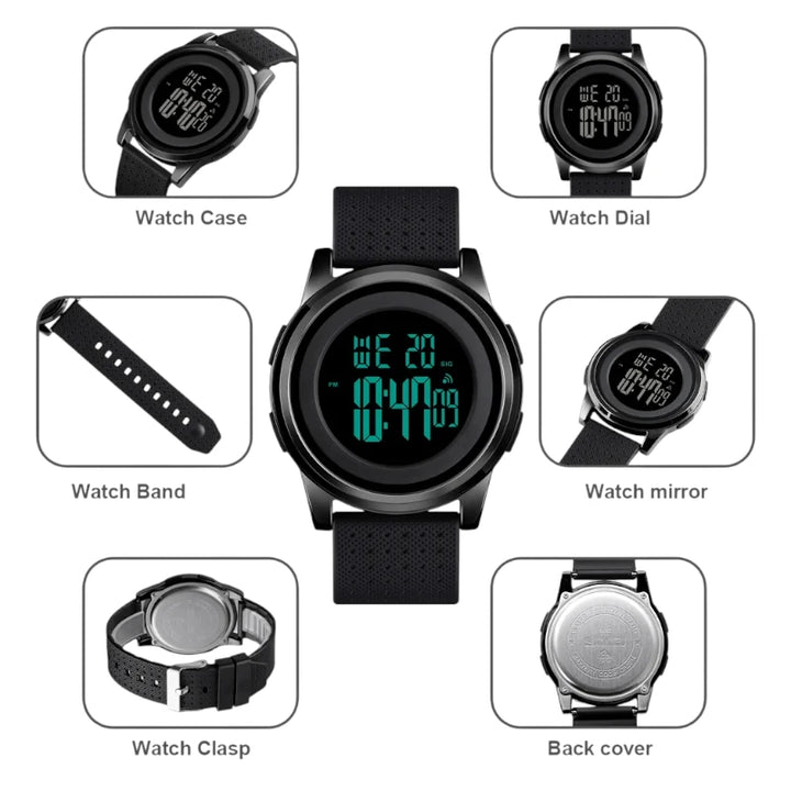 SKMEI 1502 Ultra-Slim Digital Watch All Black