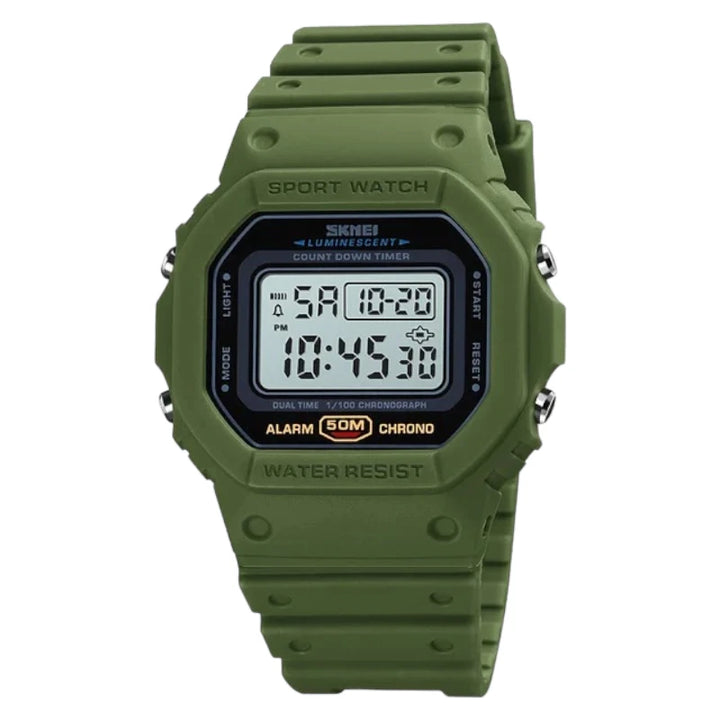 SKMEI 1628 Retro Sport Watch Water Resistant Clear Green