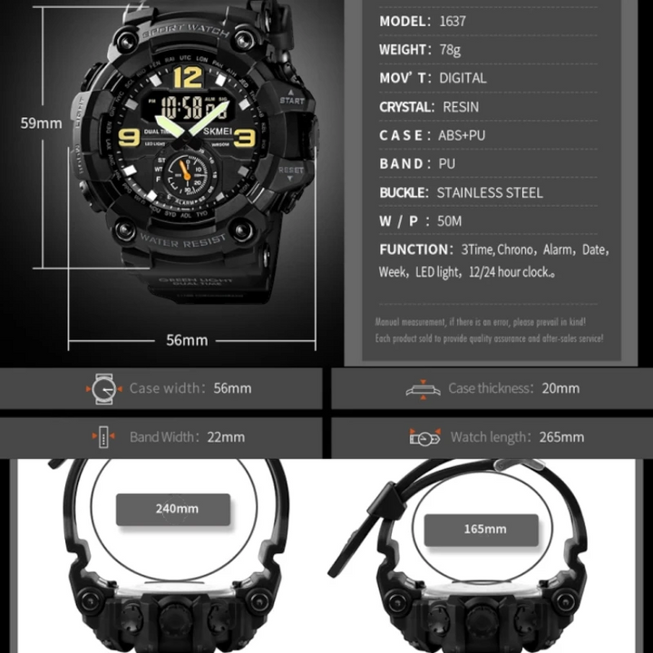 SKMEI 1637 Military Camo Sport Watch 3-Time Display