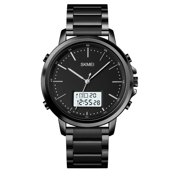 SKMEI 1652 Dual Display Watch Black Stainless Steel