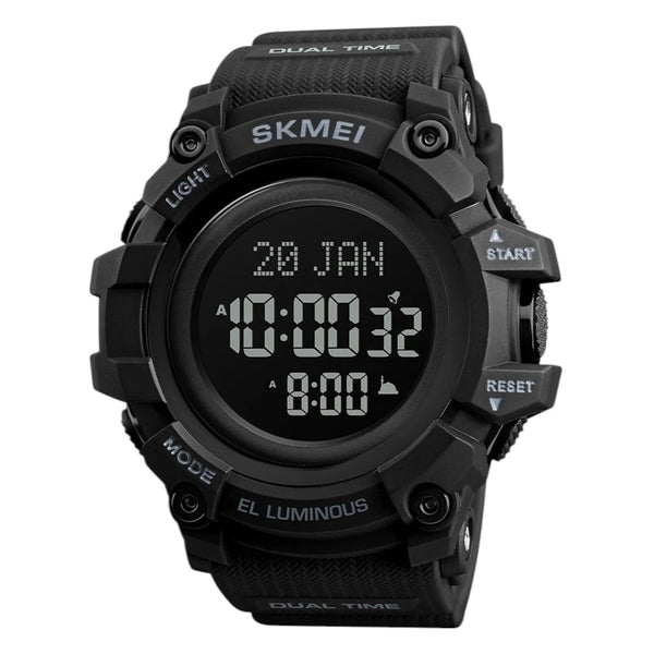 SKMEI 1680 Islamic Prayer Sport Watch Water Resistant All Black