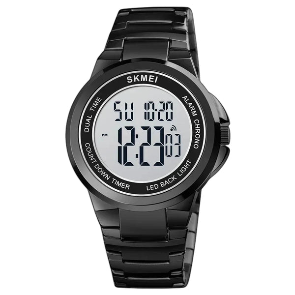SKMEI 1712 Modern Digital Watch Black Stainless Steel