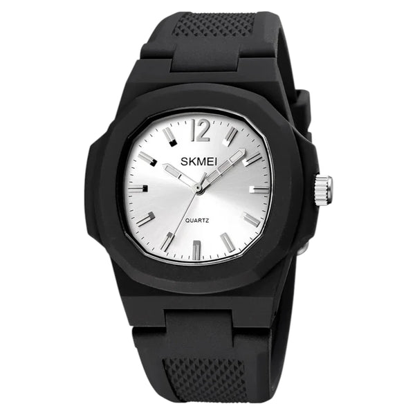 SKMEI 1717 Unisex Casual Rubber Watch Silver Black