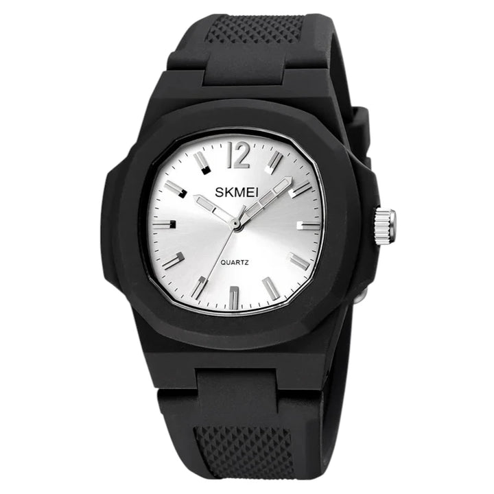 SKMEI 1717 Unisex Casual Rubber Watch Silver Black