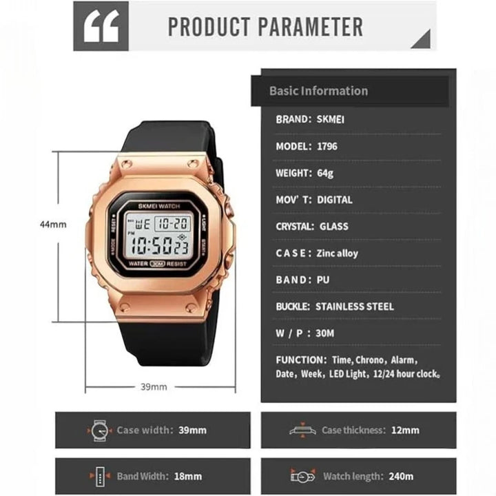 SKMEI 1796 Unisex Square Digital Sport Watch