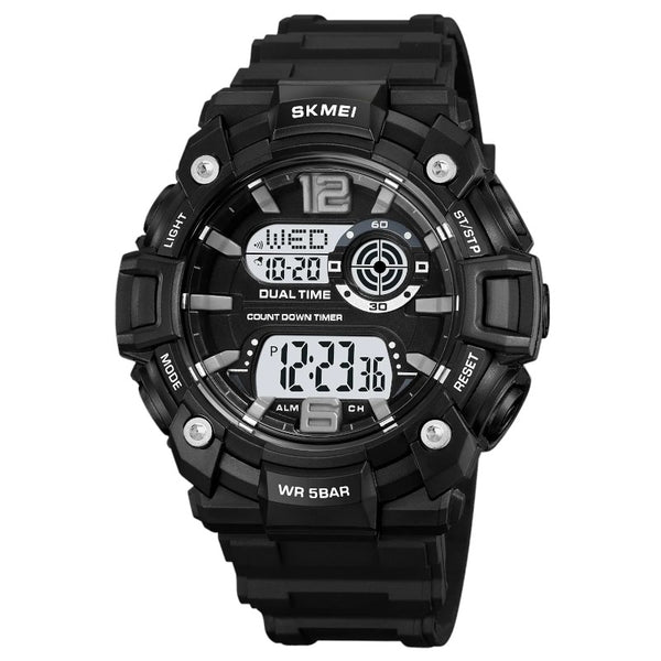 SKMEI 2018 Modern Digital Sport Watch Black & White