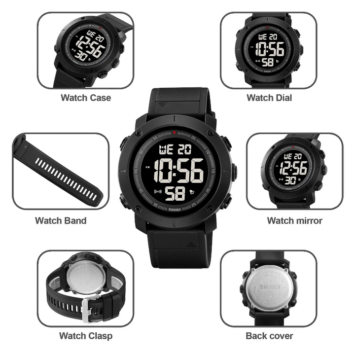 SKMEI 2122 Digital Watch Retro Style - All Black