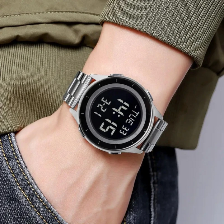 SKMEI 2167 Modern Stainless Steel Digital Watch Silver