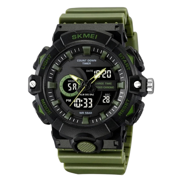 SKMEI 2225 Military Sport Watch Dual Display Black & Green