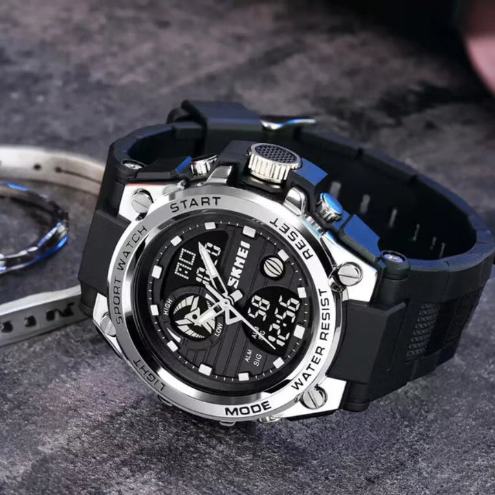 SKMEI 2360 Analog Digital Sport Watch Silver Black