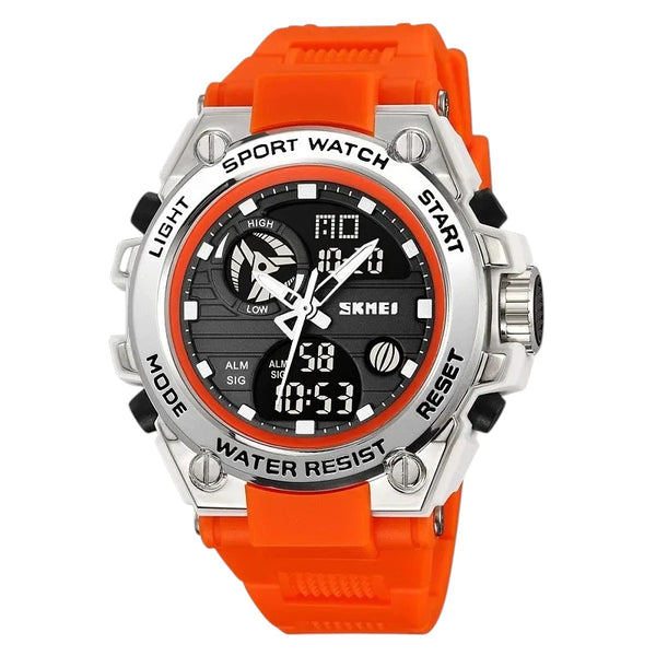 SKMEI 2360 Analog Digital sport watch silver white orange