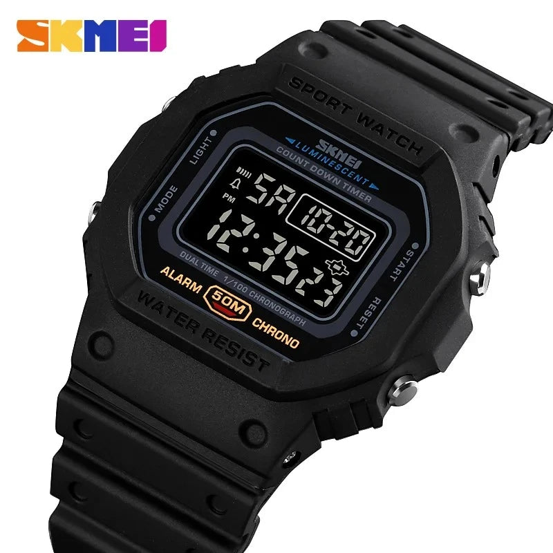 SKMEI 1628 Luxury Retro Military Sports Watch Multifunctional Full Black