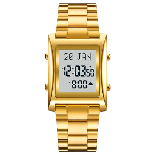 Skmei 1815 Gold islamic watch Prayer Times Azan Reminder Qibla Direction Arabic support Hijri Calendar