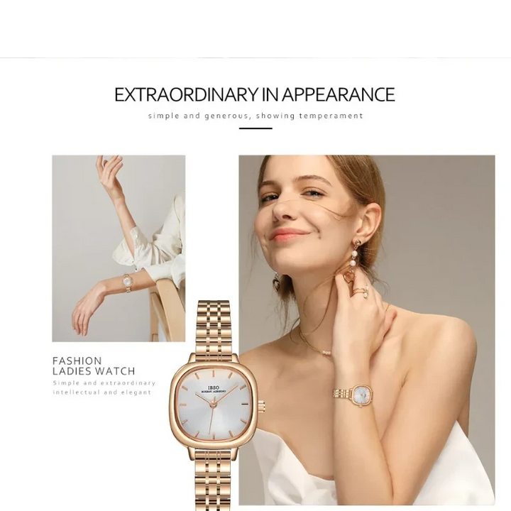 IBSO S9228L Luxury Women's Watch | Rounded Square Gold & Green | Skmei ...